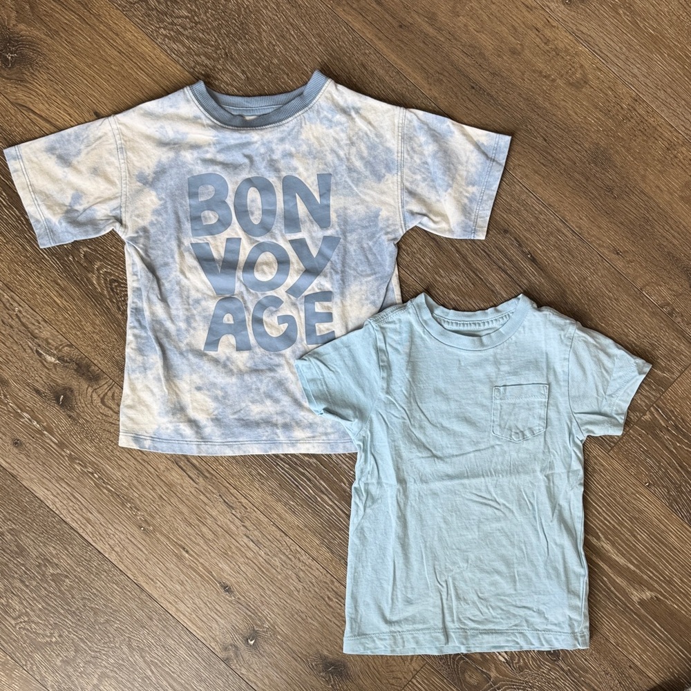 Kids Light Blue Tie-Dye 'Bon Voyage' Tee & Solid Pocket Tee - 2-Pack
